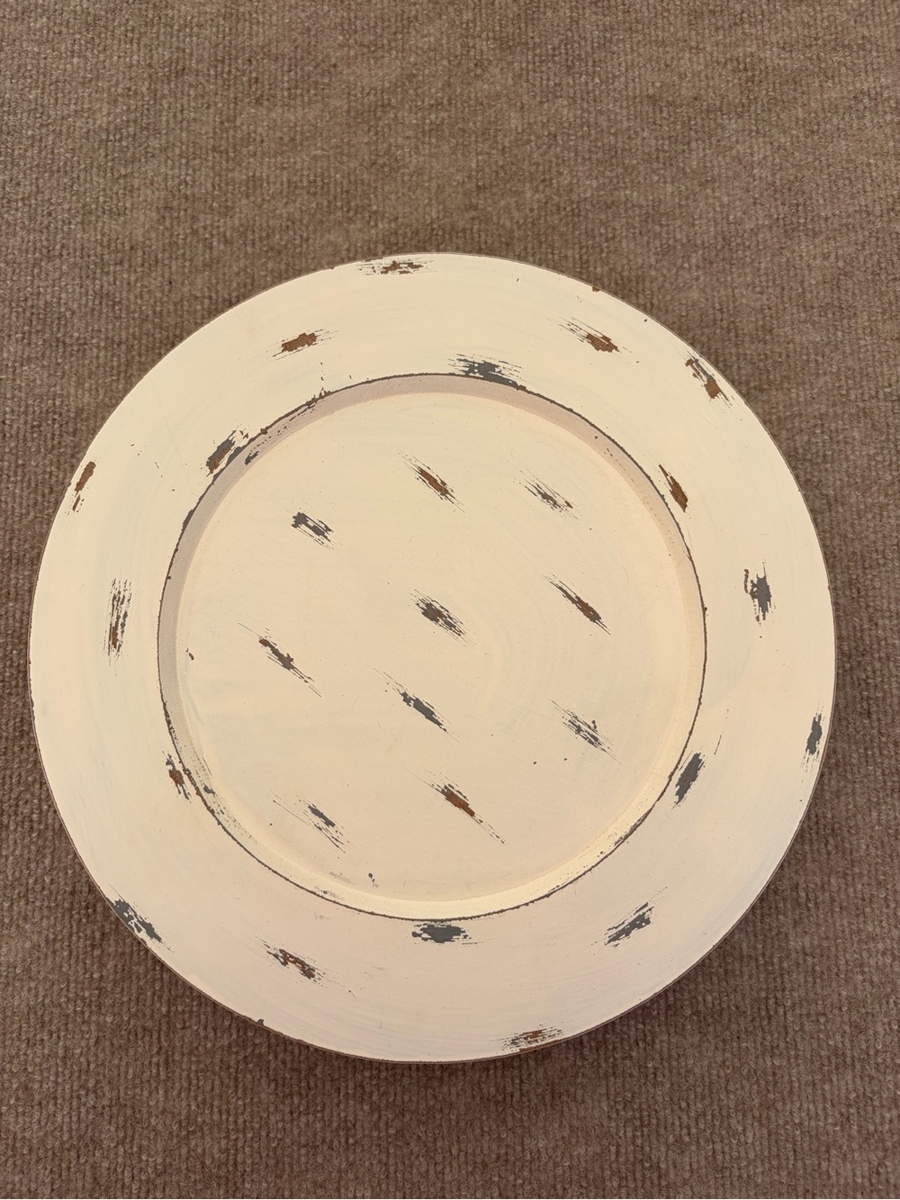 Cream Distressed Decorative Charger Plate - Home Dining set of 4 wooden